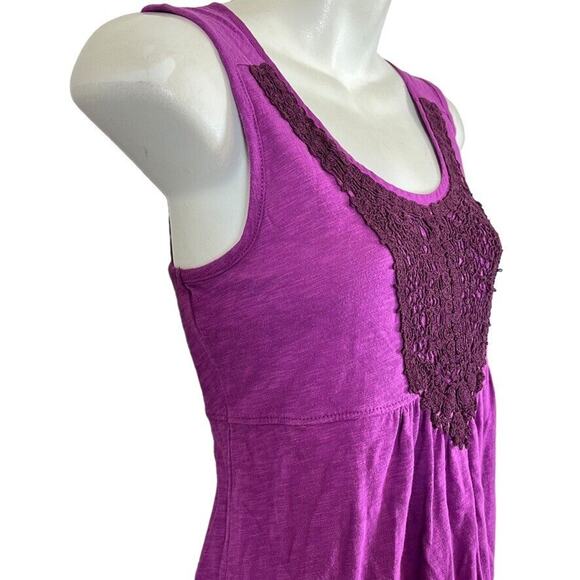 Eddie Bauer Womens Crochet Knit 100% Cotton Sleeveless Purple Casual Dress Small - Picture 2 of 16